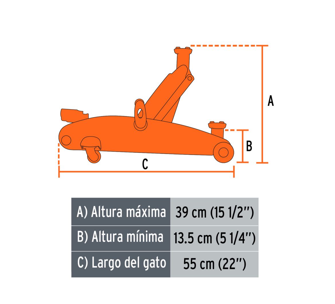 Gato Hidráulico Tipo Zorra Para Automóvil Y Camioneta 2.5 Toneladas Reforzado Truper + Estuche / Elevacion Rapida 